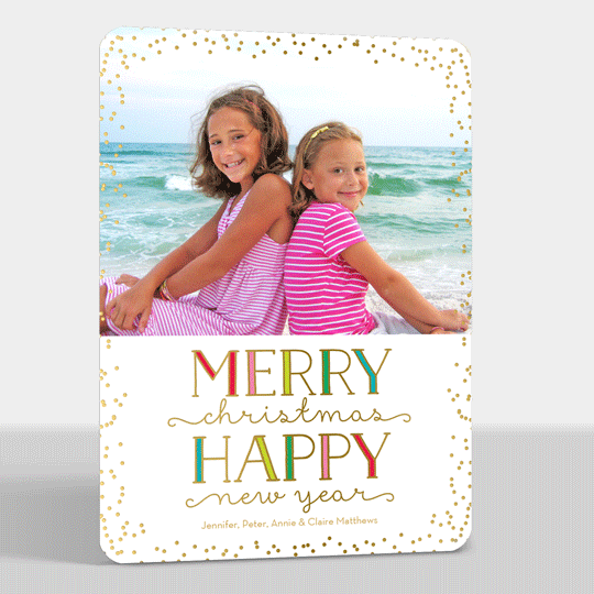 Bright Shine Foil Pressed Flat Holiday Photo Cards